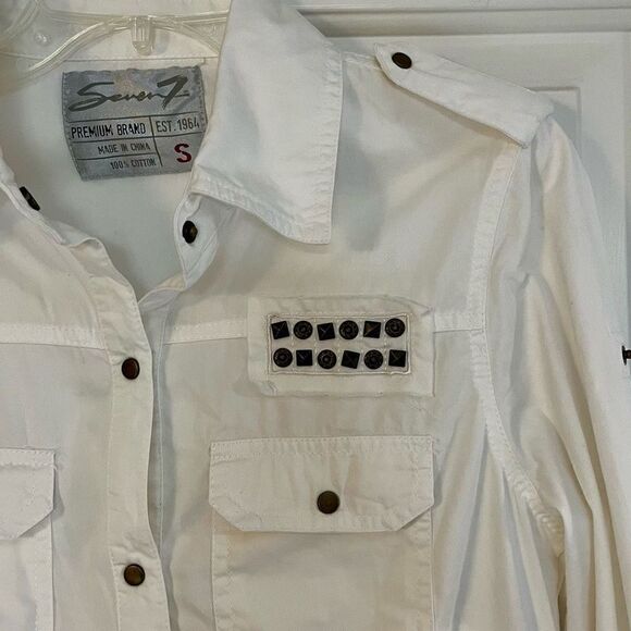 Seven For All Mankind Snap Button Up White Blouse Small - Picture 2 of 15